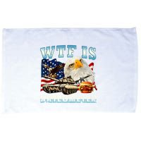 Wtf Is A Kilometer Eagle Badge American Funny 4th Of July Microfiber Hand Towel