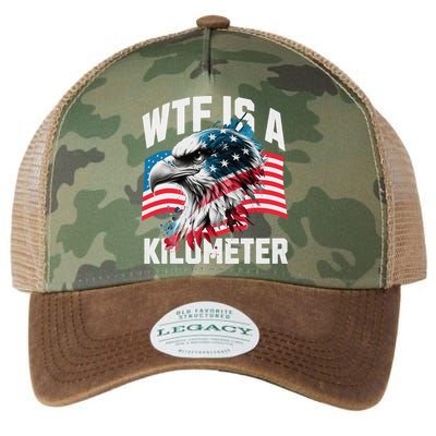 Wtf Is A Kilometer Eagle Badge American Vintage Humor Legacy Tie Dye Trucker Hat