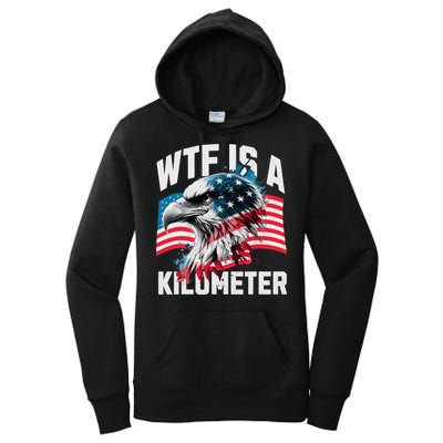 Wtf Is A Kilometer Eagle Badge American Vintage Humor Women's Pullover Hoodie