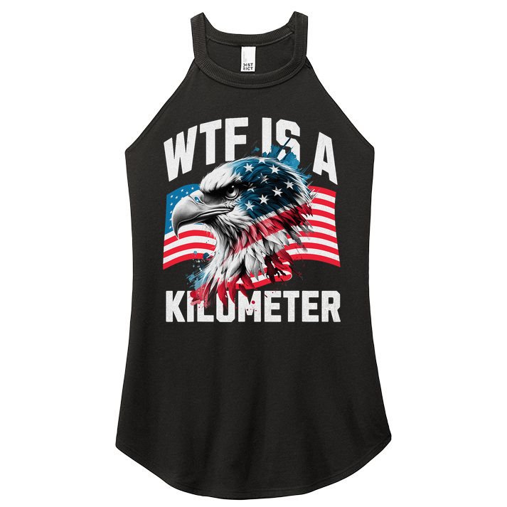 Wtf Is A Kilometer Eagle Badge American Vintage Humor Women's Perfect Tri Rocker Tank