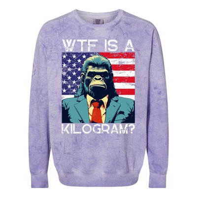 Wtf Is A Kilogram Bigfoot Political 4th Of July Usa Pride Colorblast Crewneck Sweatshirt