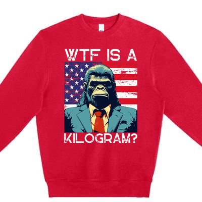 Wtf Is A Kilogram Bigfoot Political 4th Of July Usa Pride Premium Crewneck Sweatshirt