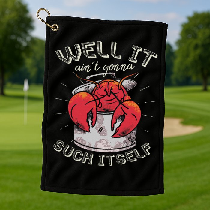 Well It Ain't Gonna Suck Itself Crawfish Lobster Crayfish Golf Towel