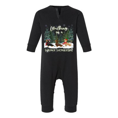 Walking In A Wiener Wonderland Dachshund Trio Cool Gift Infant Fleece One Piece