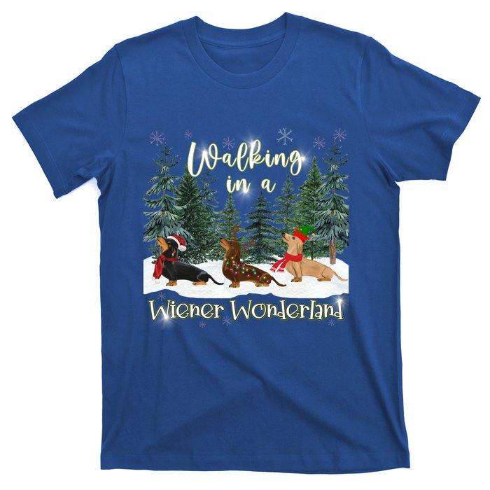 Walking In A Wiener Wonderland Dachshund Trio Cool Gift T-Shirt