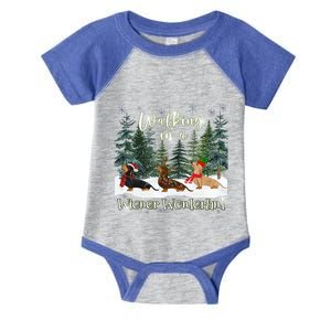 Walking In A Wiener Wonderland Dachshund Trio Cool Gift Infant Baby Jersey Bodysuit