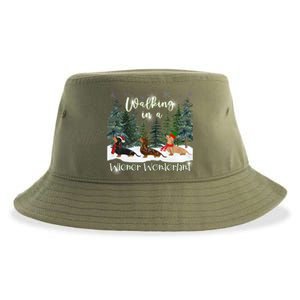 Walking In A Wiener Wonderland Dachshund Trio Cool Gift Sustainable Bucket Hat