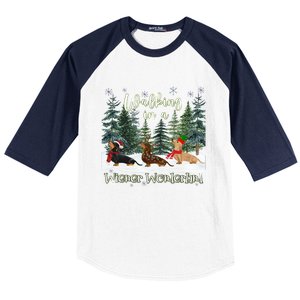 Walking In A Wiener Wonderland Dachshund Trio Cool Gift Baseball Sleeve Shirt