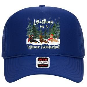 Walking In A Wiener Wonderland Dachshund Trio Cool Gift High Crown Mesh Back Trucker Hat