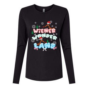 Walking In A Wiener Wonderland Dachshund Doxie Christmas Great Gift Womens Cotton Relaxed Long Sleeve T-Shirt