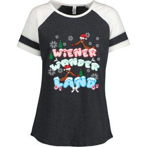 Walking In A Wiener Wonderland Dachshund Doxie Christmas Great Gift Enza Ladies Jersey Colorblock Tee