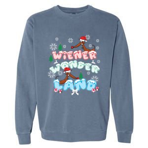 Walking In A Wiener Wonderland Dachshund Doxie Christmas Great Gift Garment-Dyed Sweatshirt