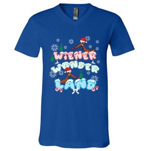 Walking In A Wiener Wonderland Dachshund Doxie Christmas Great Gift V-Neck T-Shirt