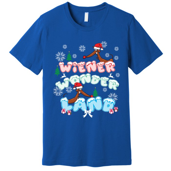 Walking In A Wiener Wonderland Dachshund Doxie Christmas Great Gift Premium T-Shirt