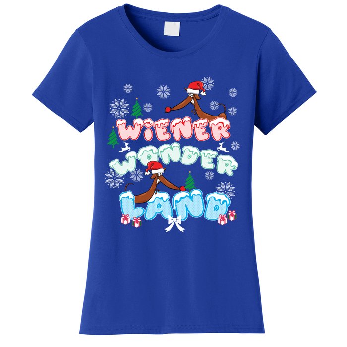 Walking In A Wiener Wonderland Dachshund Doxie Christmas Great Gift Women's T-Shirt