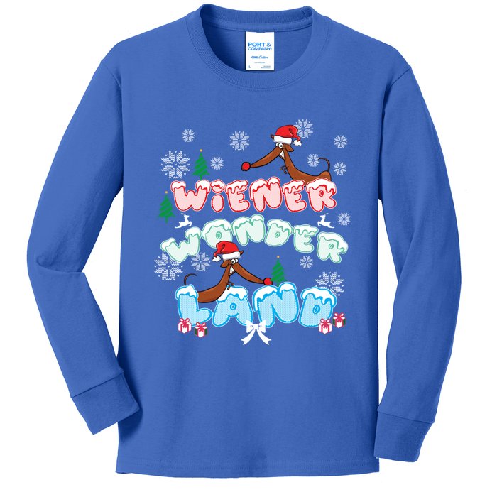 Walking In A Wiener Wonderland Dachshund Doxie Christmas Great Gift Kids Long Sleeve Shirt