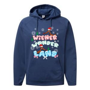 Walking In A Wiener Wonderland Dachshund Doxie Christmas Great Gift Performance Fleece Hoodie