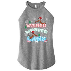 Walking In A Wiener Wonderland Dachshund Doxie Christmas Great Gift Women's Perfect Tri Rocker Tank