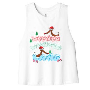 Walking In A Wiener Wonderland Dachshund Doxie Christmas Great Gift Women's Racerback Cropped Tank