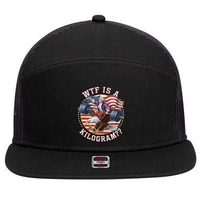 Wtf Is A Kilogram Funny 4th Of July Patriotic Eagle Usa 7 Panel Mesh Trucker Snapback Hat