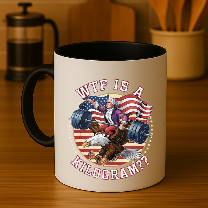 Wtf Is A Kilogram Funny 4th Of July Patriotic Eagle Usa Mug