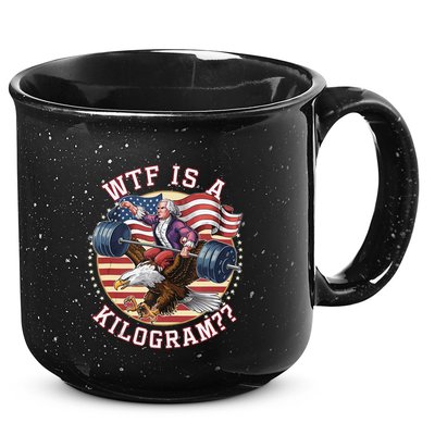 Wtf Is A Kilogram Funny 4th Of July Patriotic Eagle Usa 15oz Campfire Ceramic Mug