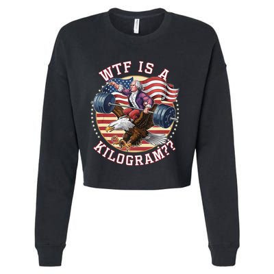 Wtf Is A Kilogram Funny 4th Of July Patriotic Eagle Usa Cropped Pullover Crew