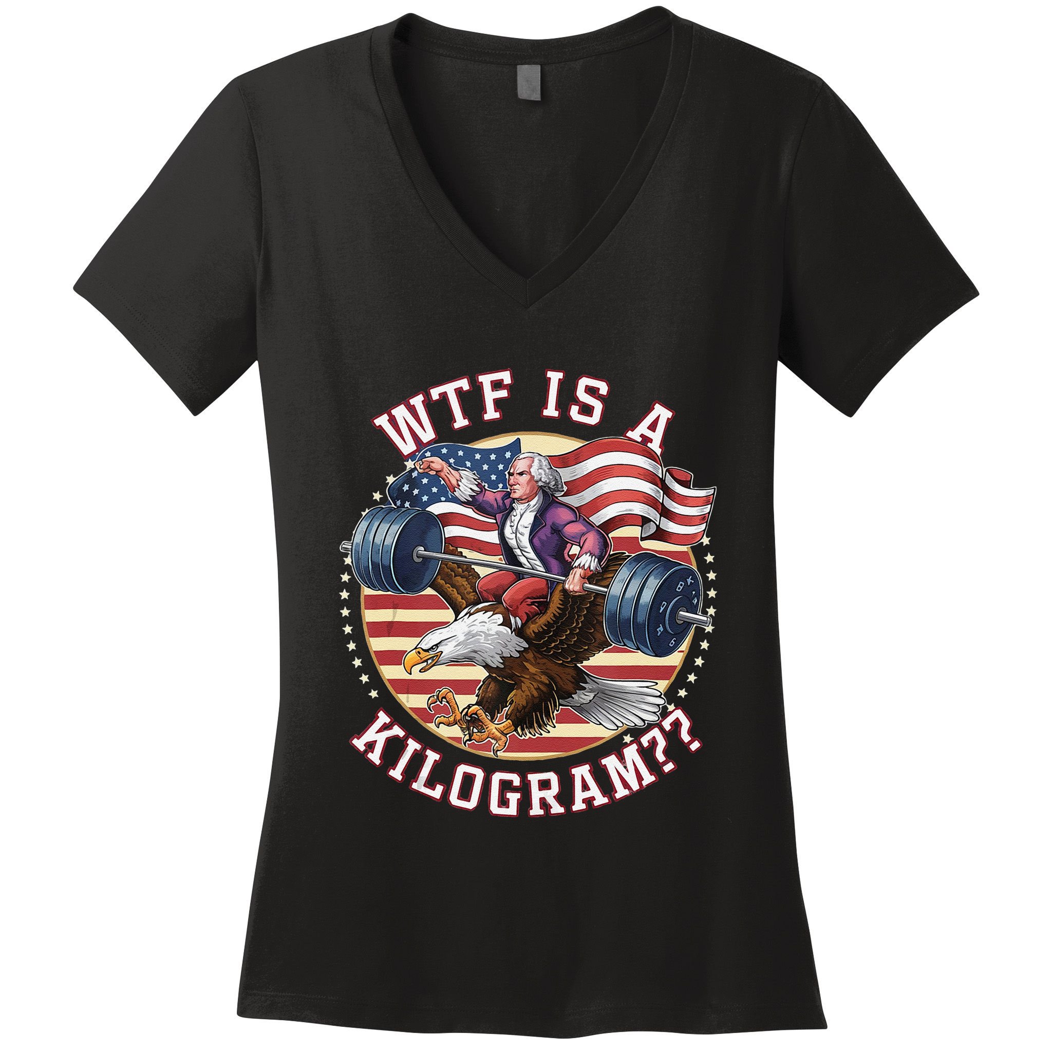 Wtf Is A Kilogram Funny 4th Of July Patriotic Eagle Usa Women's V-Neck T-Shirt