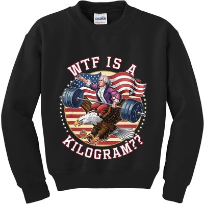 Wtf Is A Kilogram Funny 4th Of July Patriotic Eagle Usa Kids Sweatshirt