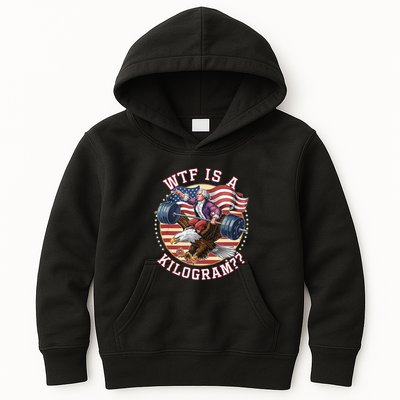 Wtf Is A Kilogram Funny 4th Of July Patriotic Eagle Usa Kids Hoodie