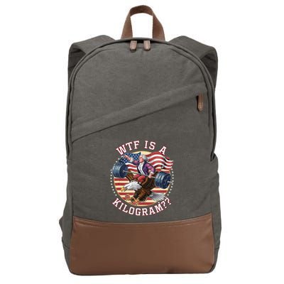 Wtf Is A Kilogram Funny 4th Of July Patriotic Eagle Usa Cotton Canvas Backpack