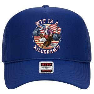 Wtf Is A Kilogram Funny 4th Of July Patriotic Eagle Usa High Crown Mesh Back Trucker Hat