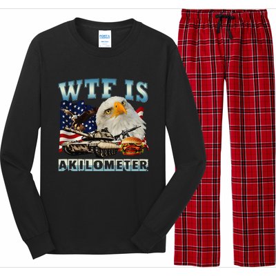 Wtf Is A Kilometer Eagle Badge American Signature Burger Long Sleeve Pajama Set