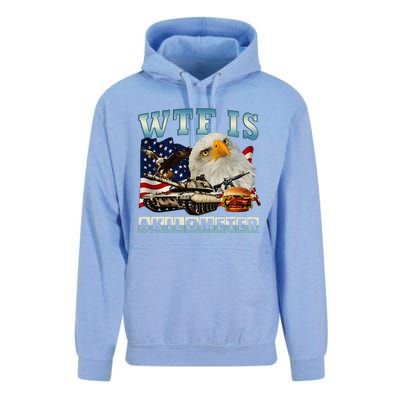 Wtf Is A Kilometer Eagle Badge American Signature Burger Unisex Surf Hoodie