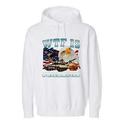 Wtf Is A Kilometer Eagle Badge American Signature Burger Garment-Dyed Fleece Hoodie