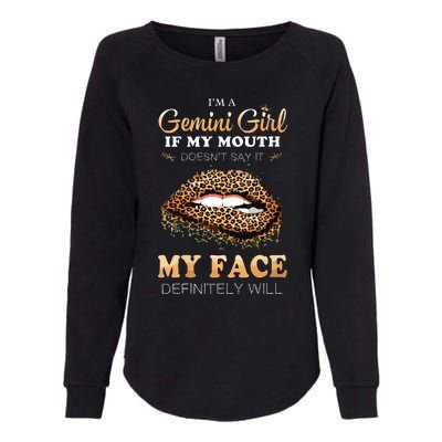 Womens Im A Gemini Girl Funny Leopard Printed Birthday VNeck Womens California Wash Sweatshirt