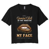 Womens Im A Gemini Girl Funny Leopard Printed Birthday VNeck Women's Crop Top Tee