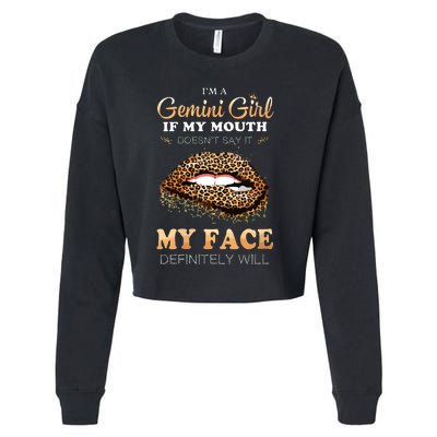 Womens Im A Gemini Girl Funny Leopard Printed Birthday VNeck Cropped Pullover Crew