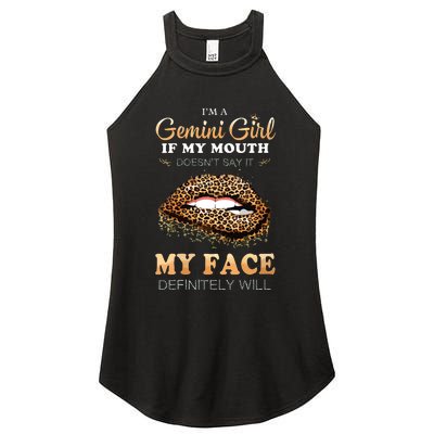 Womens Im A Gemini Girl Funny Leopard Printed Birthday VNeck Women's Perfect Tri Rocker Tank