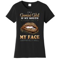 Womens Im A Gemini Girl Funny Leopard Printed Birthday VNeck Women's T-Shirt