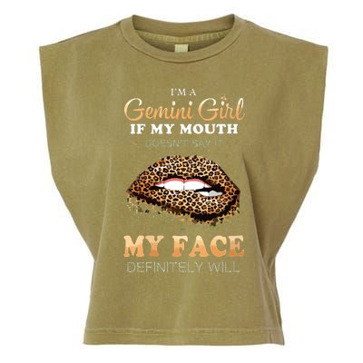 Womens Im A Gemini Girl Funny Leopard Printed Birthday VNeck Garment-Dyed Women's Muscle Tee