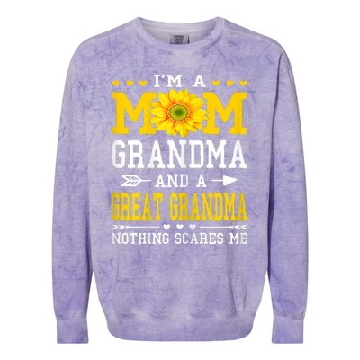 Womens I'm A Mom Grandma Great Grandma Mother's Day Sunflower Women Colorblast Crewneck Sweatshirt