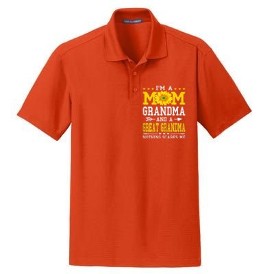 Womens I'm A Mom Grandma Great Grandma Mother's Day Sunflower Women Dry Zone Grid Polo