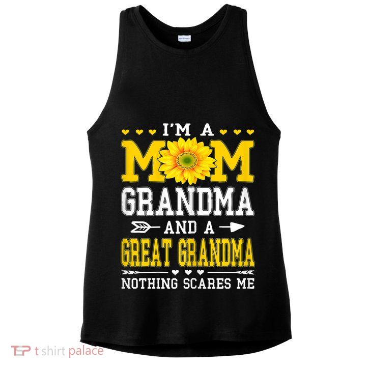 Womens I'm A Mom Grandma Great Grandma Mother's Day Sunflower Women Ladies PosiCharge Tri-Blend Wicking Tank