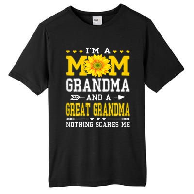 Womens I'm A Mom Grandma Great Grandma Mother's Day Sunflower Women Tall Fusion ChromaSoft Performance T-Shirt