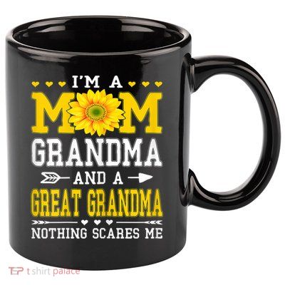 Womens I'm A Mom Grandma Great Grandma Mother's Day Sunflower Women 11oz C Handle Ceramic Mug