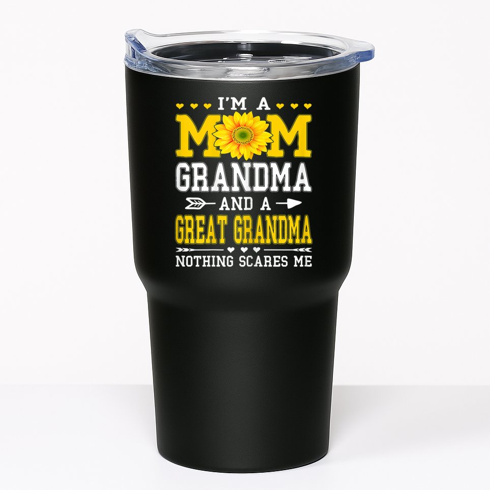 Womens I'm A Mom Grandma Great Grandma Mother's Day Sunflower Women Tumbler