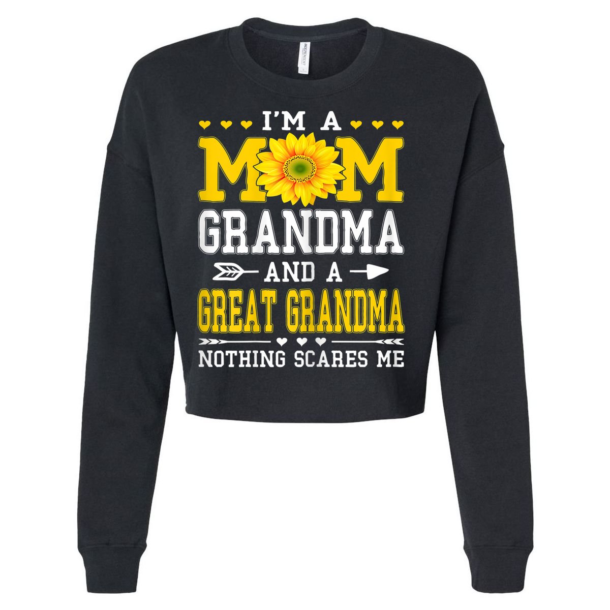 Womens I'm A Mom Grandma Great Grandma Mother's Day Sunflower Women Cropped Pullover Crew
