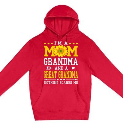 Womens I'm A Mom Grandma Great Grandma Mother's Day Sunflower Women Premium Pullover Hoodie