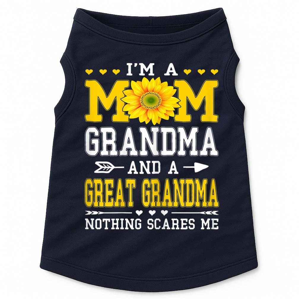 Womens I'm A Mom Grandma Great Grandma Mother's Day Sunflower Women Doggie Tank